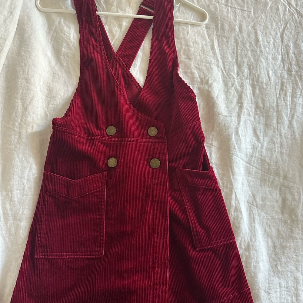 Free People Burgundy Corduroy Overalls